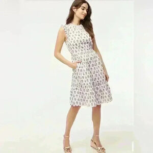 J. Crew White and Blue Midi Dress